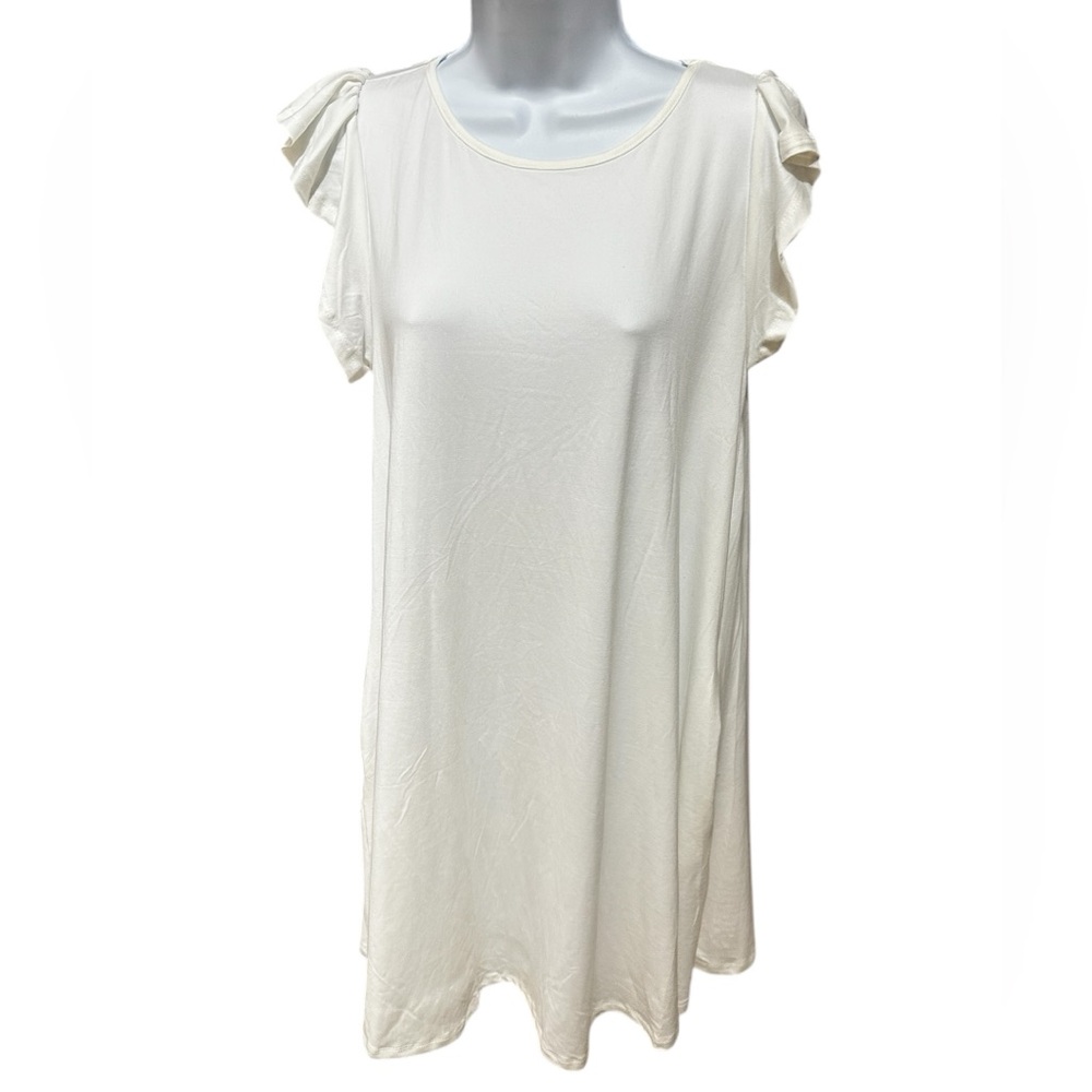 Doublju Ivory Ruffle Sleeve Blouse